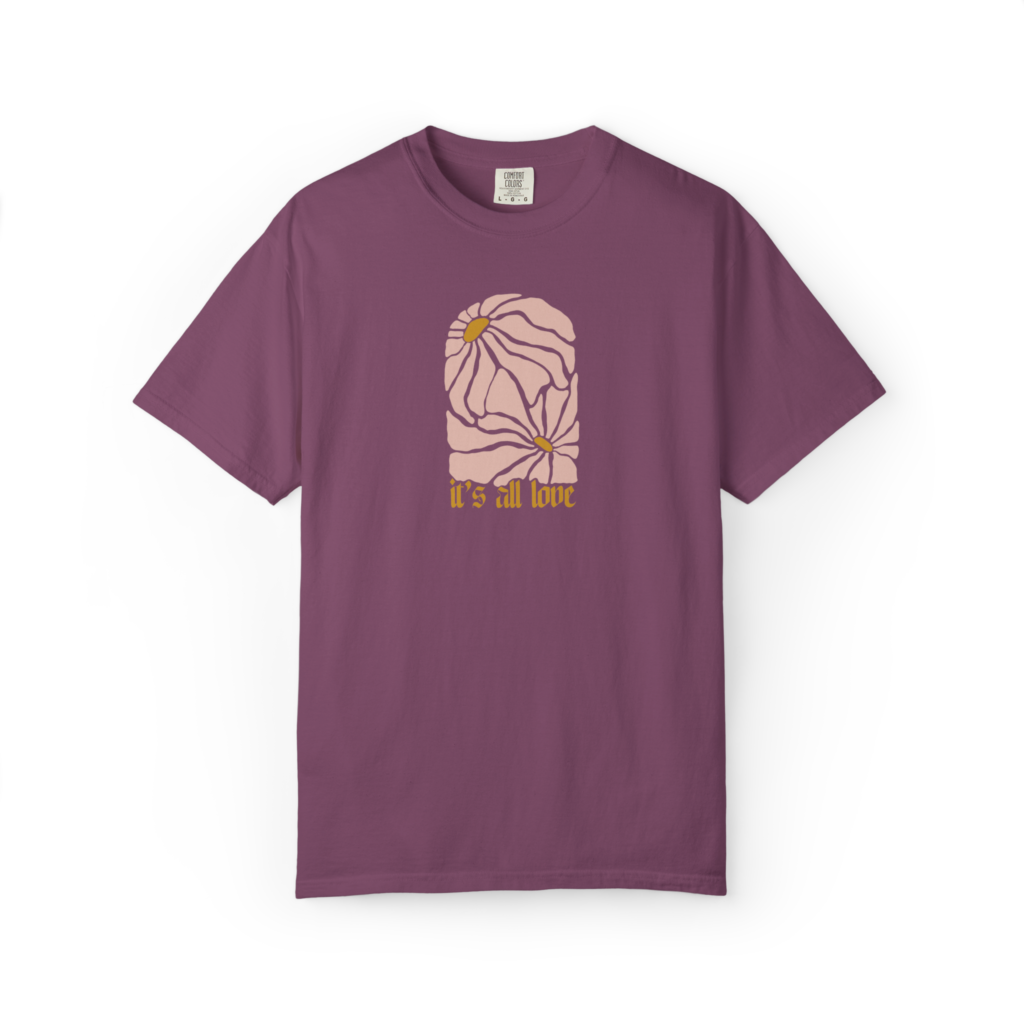 hollower its all love groovy flowers flower power tee tshirt t-shirt
